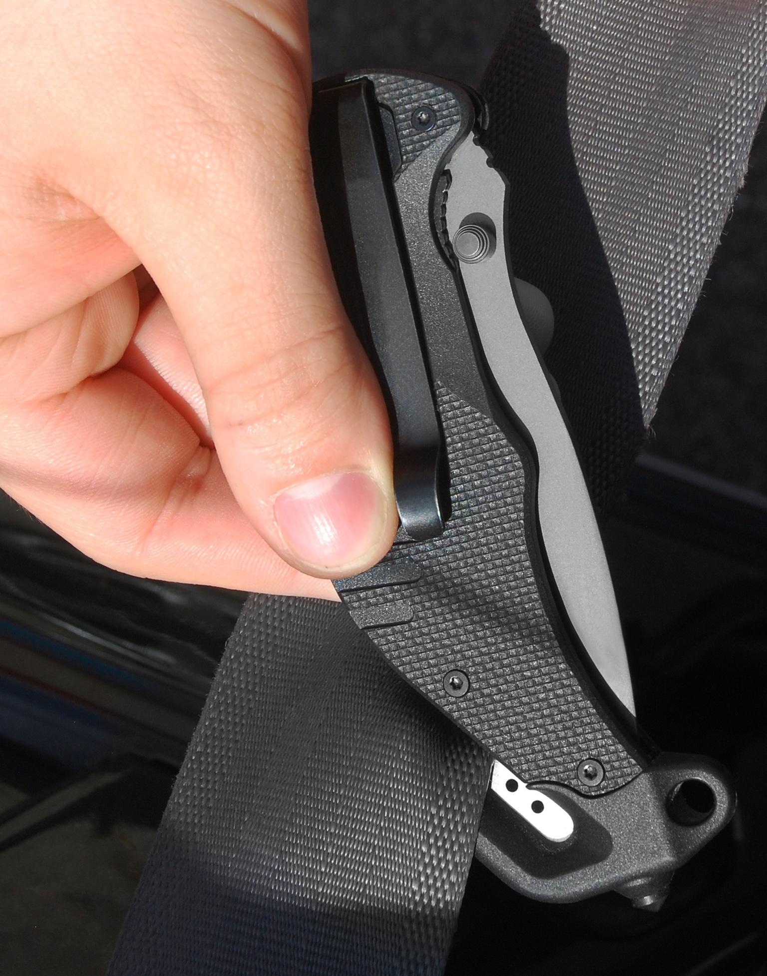 Rettungs- Taschenmesser mit gezahnter und abgerundeter Klinge inkl. Clip  und Spiralkette, Rettungsmesser, Knives and Tools