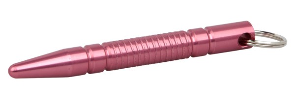 Kubotan Druckverstärker gerillt mit Schlüsselanhänger Pink